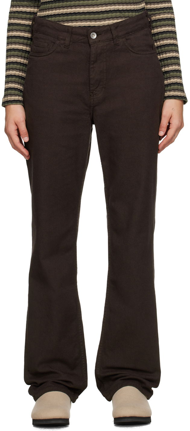 Kavbojke YMC Patti Flare Jeans Rjava | Q4UMF