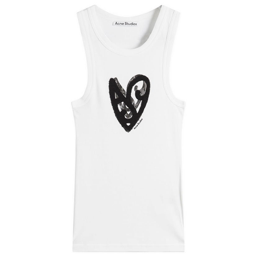 Majica brez rokavov Acne Studios Women's Sleeveless T-Shirt with AS Heart Print Bela | CL0358-183