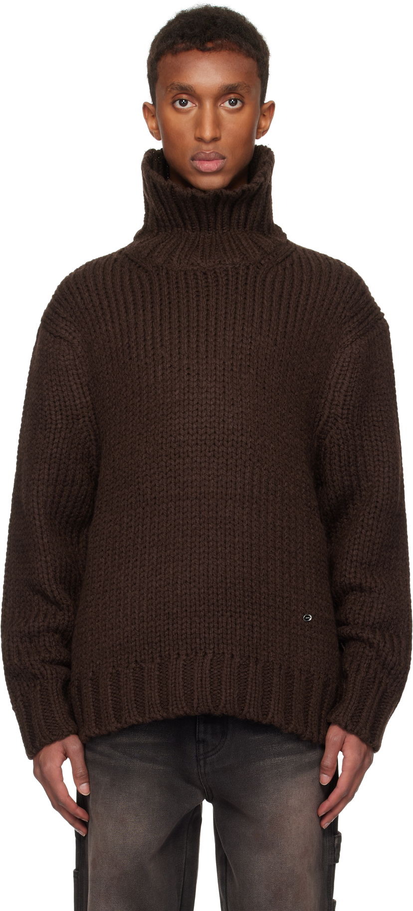 Pleteni pulover We11done We11done Chunky Turtleneck Sweater Rjava | WD-KT3-24-651-U-BR