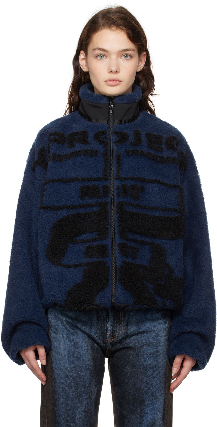 Jakna Y/PROJECT Jacquard Fleece Modra | 209JA002