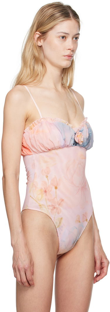 Bodi GUIZIO GUIZIO Adelpha Floral-Print Ruched Bodysuit Roza | P24D02K067, 3