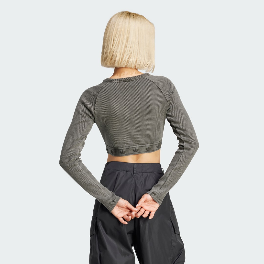 Krop-top adidas Performance Long Sleeve Crop Top Zelena | JD0014, 1