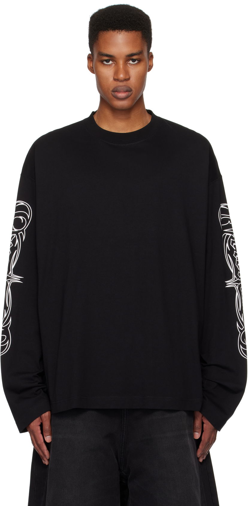 Majica VETEMENTS Metal Printed Longsleeve T-Shirt Črna | UA66LS620B