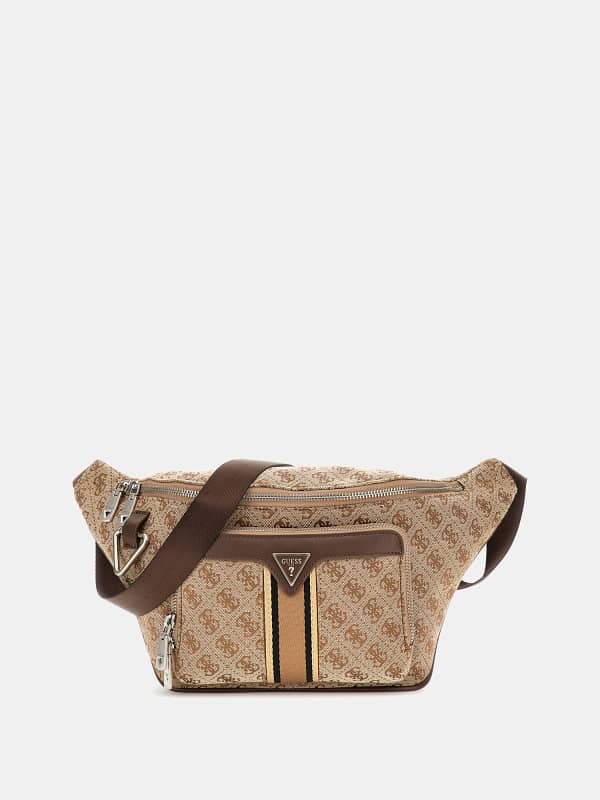 Torbice za okoli pasu GUESS Logo Print Belt Bag Bež | HMMISTP5156