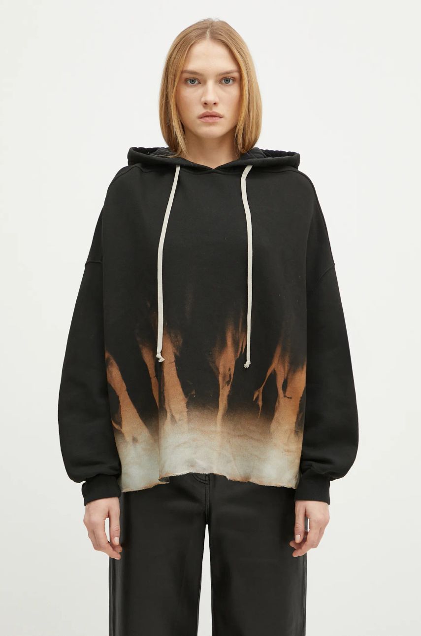 Pulover Rick Owens Crater Patterned Hoodie Črna | DS02D2221.FSUN, 0