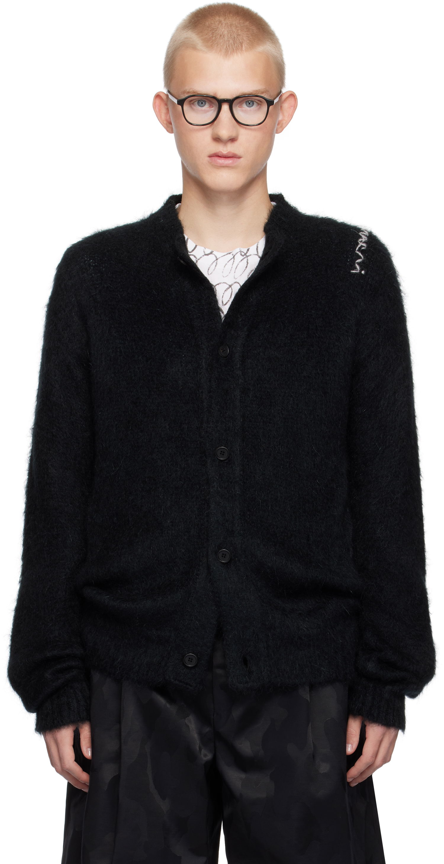 Pleteni pulover Marni Cardigan Fuzzy Črna | CDMG0150A0 UFU172, 0