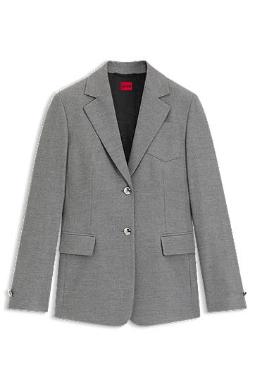 Jakna BOSS Regular-fit Melange Stretch Flannel Blazer Siva | 50547587