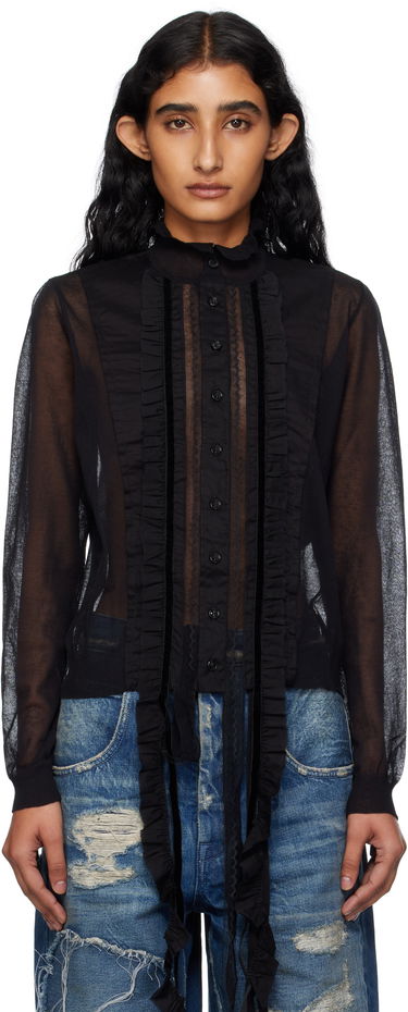 Srajce Ann Demeulemeester Ann Demeulemeester Monya Sheer Ruffle Blouse Črna | B0012852-KN008-099, 0