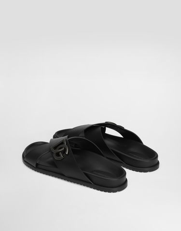 Modni dodatki Dolce & Gabbana Dolce & Gabbana Calfskin Slides with DG Logo Črna | A80525A9Q6780999, 2