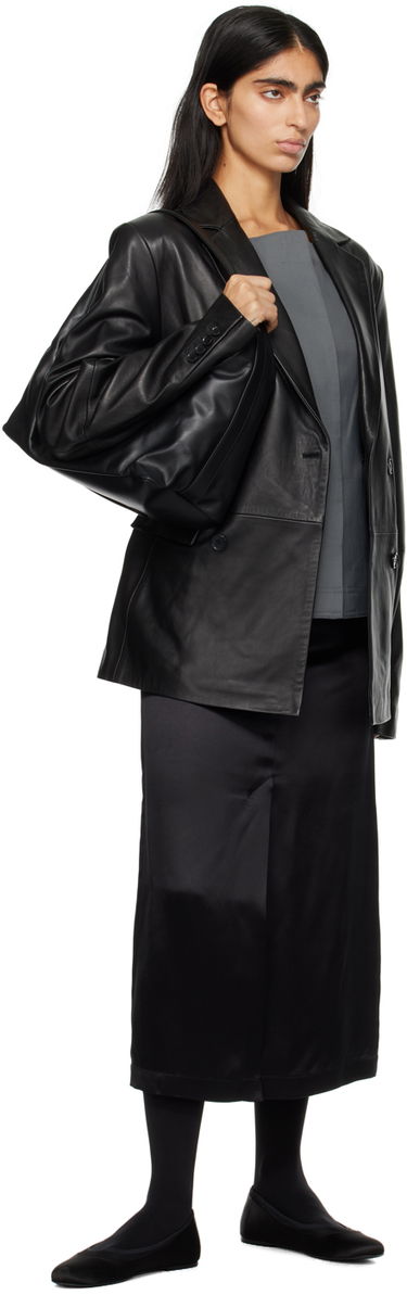 Jakna Loulou de Saison Loulou de Saison Davao Double-Breasted Leather Jacket Črna | DAVAO, 3