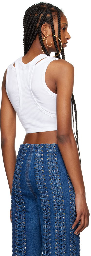 Krop-top Jean Paul Gaultier Gaultier Strapped Crop Tank Bela | 24/25-U-DB032-J054-01, 2
