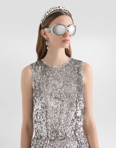 Majica brez rokavov Dolce & Gabbana Sleeveless Sequin Top Kovinski | F7AL1TFLSMCS0998, 3