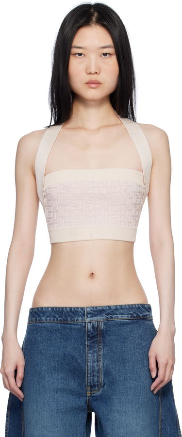 Majica brez rokavov Balmain Labyrinth Monogram Tank Top Bež | EF1AA025KI02, 0