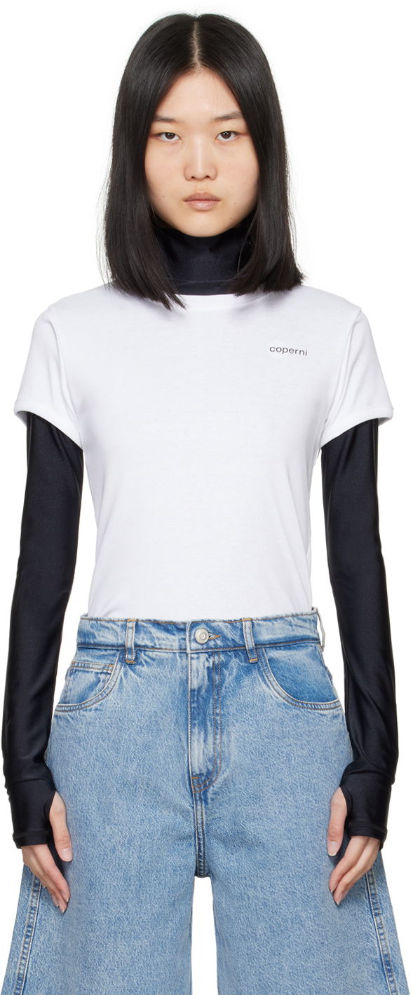 Majica Coperni Designer Second Skin Logo T-Shirt Bela | COPJS07F5012