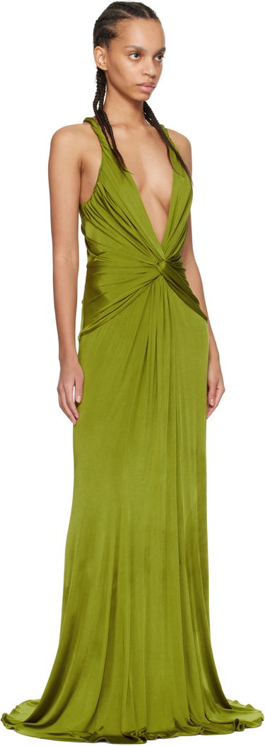 Obleke Tom Ford Tom Ford V-Neck Criss-Cross Maxi Dress Zelena | ABJ834-JEX114, 3
