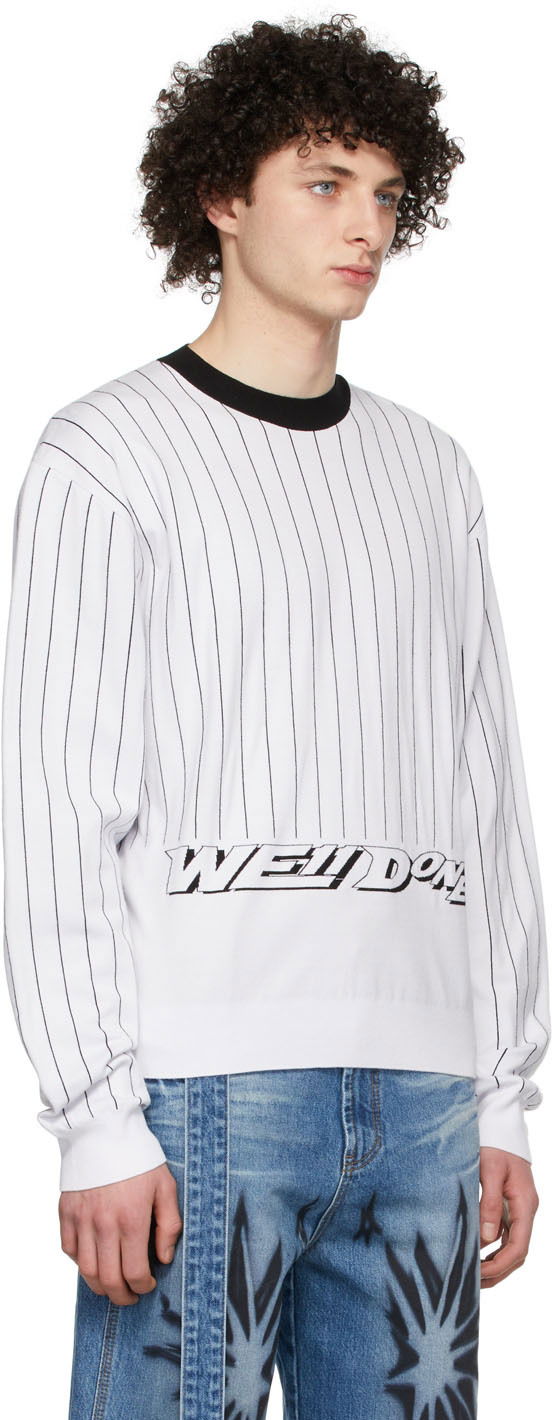 Pleteni pulover We11done We11done Pinstripe Rayon Sweater Bela | WD-KT1-22-619-U-WH, 1