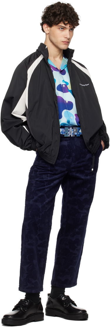 Hlače BAPE A Bathing Ape Solid Camo Debossed Corduroy Trousers Mornarica | 001PTK801315M, 3