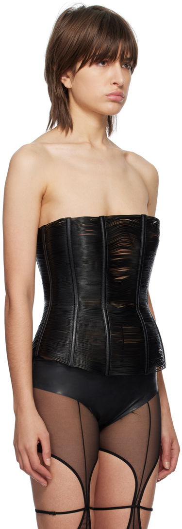 Modrček Miaou Miaou Hannah Jewett Flux Faux-Leather Corset Črna | 7088VLBLK, 1