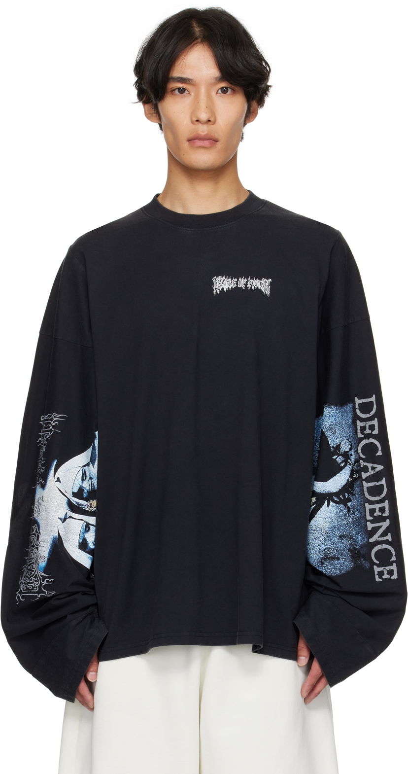 Majica VETEMENTS Vetements Cradle of Filth 'Decadence' Cut-Up Longsleeve T-Shirt Črna | UCF76LS980B