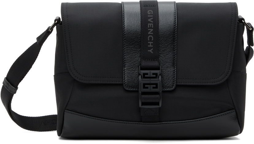 Torba za čez ramo Givenchy Technical Canvas and Leather Small G-Trail Messenger Bag Črna | BKU052K1X0001