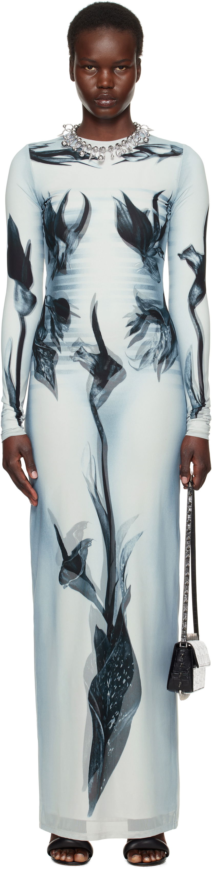 Obleke Jean Paul Gaultier Jean Paul Gaultier 'The Flower Body Morphing Marinière' Maxi Dress Modra | 25/33-F-RO371-T581-010200