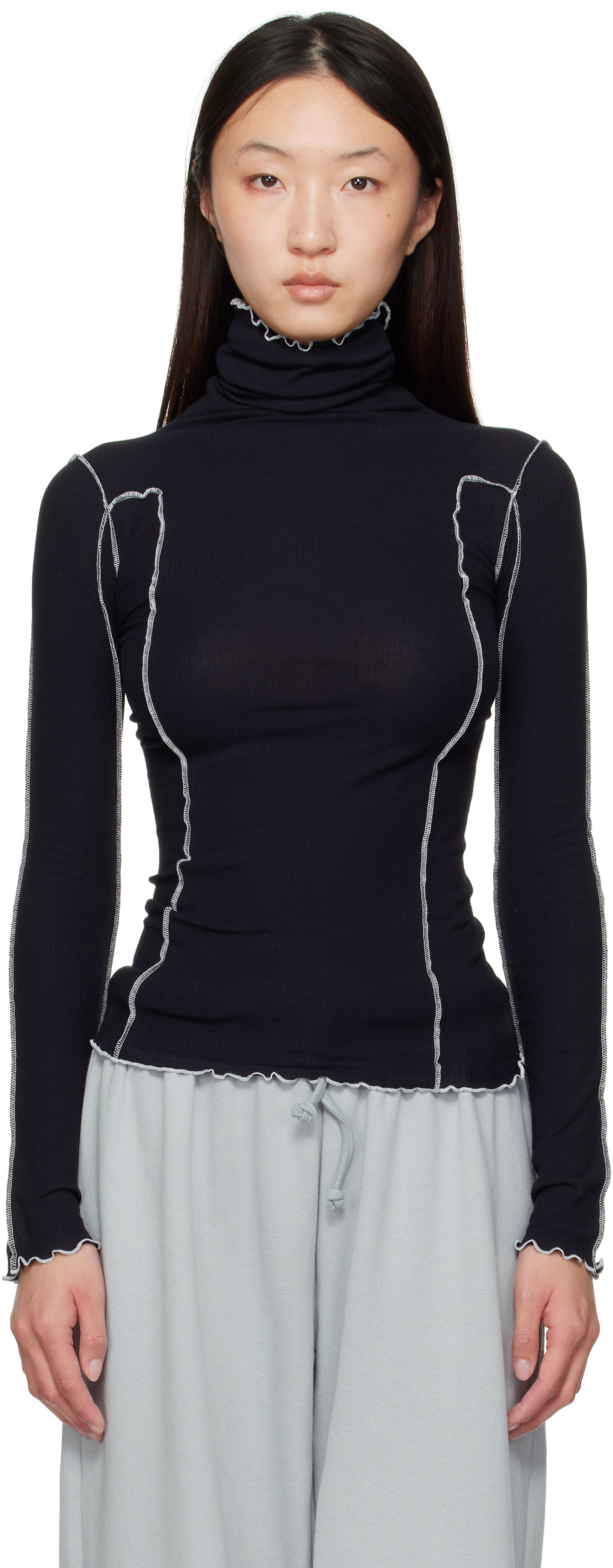 Pleteni pulover Baserange Baserange Omato Turtleneck Top Črna | TTOMT-CR-AU25, 0