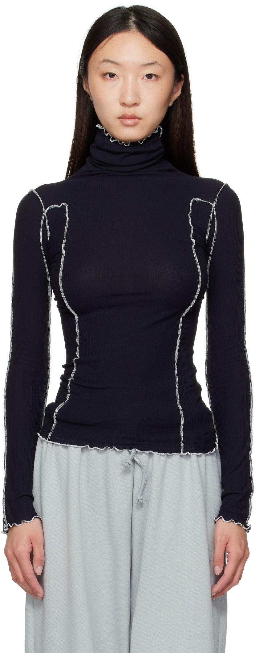 Pleteni pulover Baserange Baserange Omato Turtleneck Top Črna | TTOMT-CR-AU25