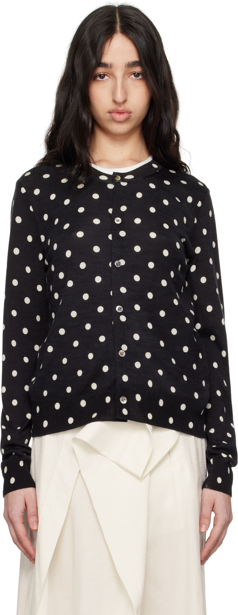 Pleteni pulover Comme des Garçons Comme des Garçons Polka Dot Cardigan Črna | RO-N505-051-1