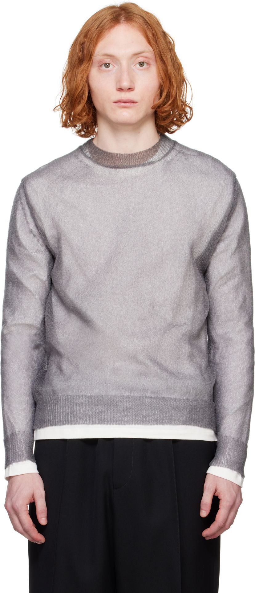 Pleteni pulover Jil Sander Jil Sander Layered Sweater Siva | J22FV0112_JTN376