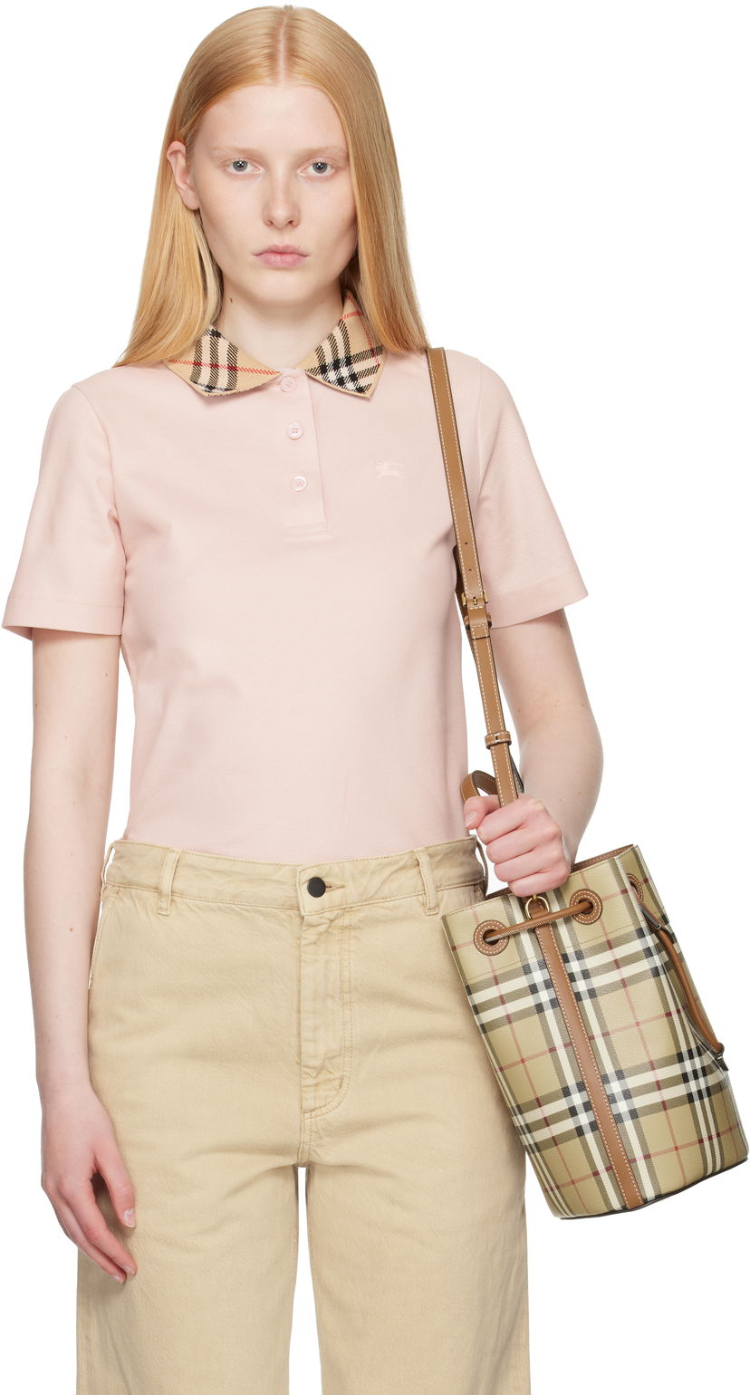 Polo majica Burberry Burberry Check Collar Polo Roza | 8110317