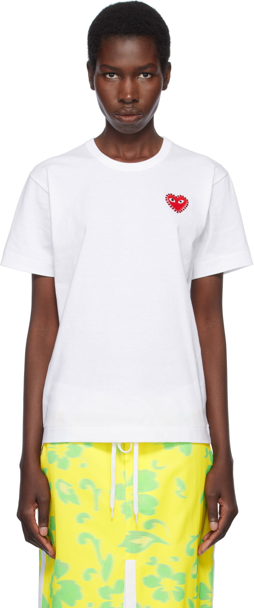 Majica Comme des Garçons CDG Play Rhinestone Heart T-Shirt Bela | AX-T801-051