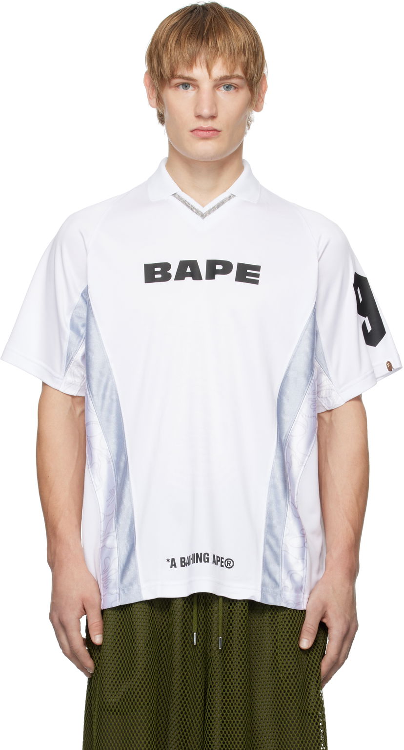 Dres BAPE Multi Logo Soccer Jersey T-Shirt Bela | 001CSK801308M