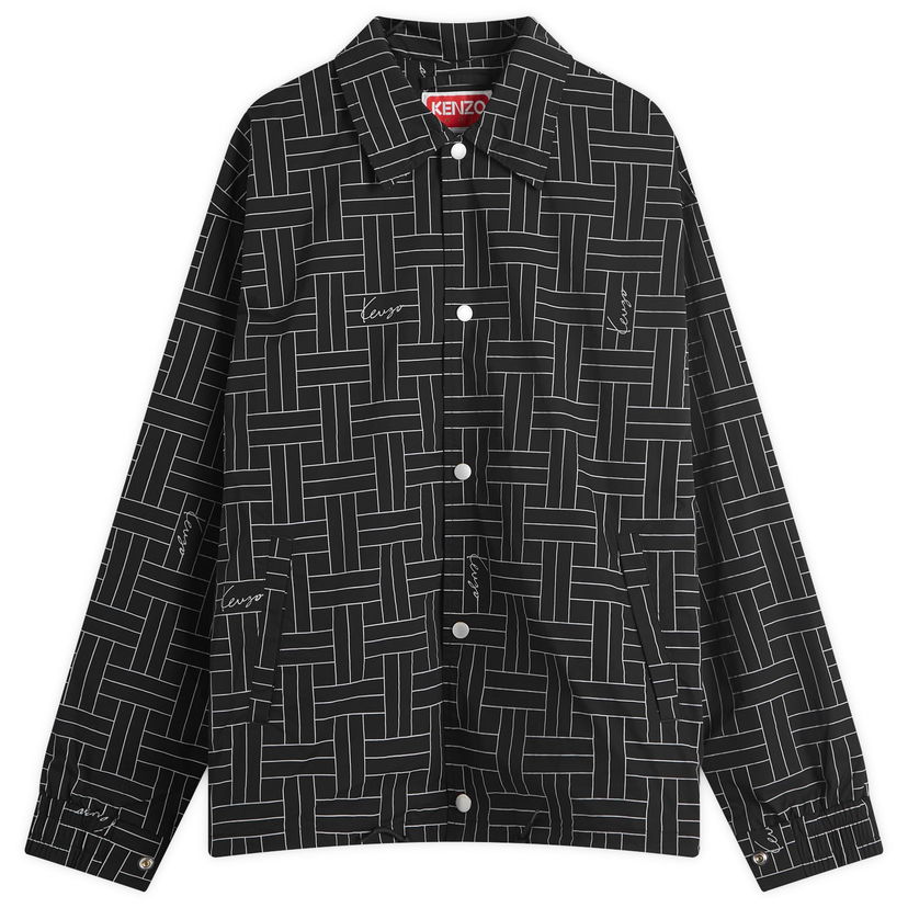 Jakna KENZO Men's Weave Print Windbreaker Jacket in Black, Size Small | END. Clothing Črna | FE65BL1639NJ-99