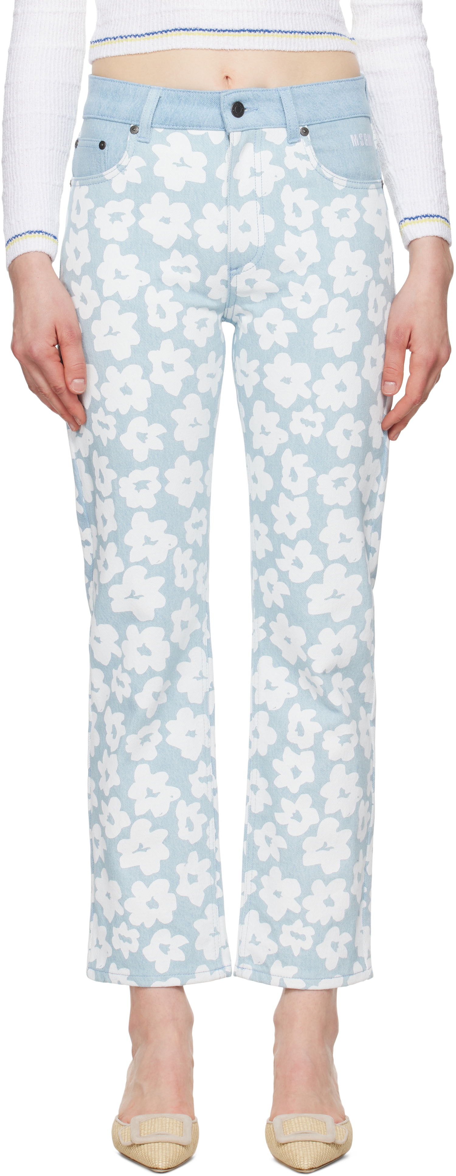 Kavbojke MSGM MSGM Printed Jeans Modra | 3841MDP232 257272, 0