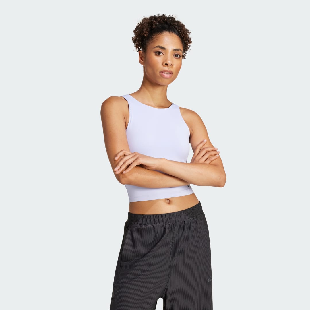 Modrček adidas Performance Yoga Crop With Inner Shelf Bra Lila | JH1477, 0