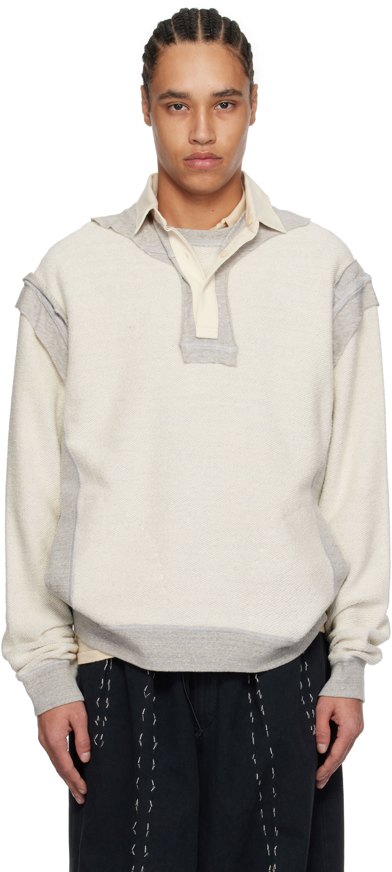 Pleteni pulover Maison Margiela Maison Margiela Décortiqué Polo Sweatshirt Bež | S50GU0227 M25022, 0