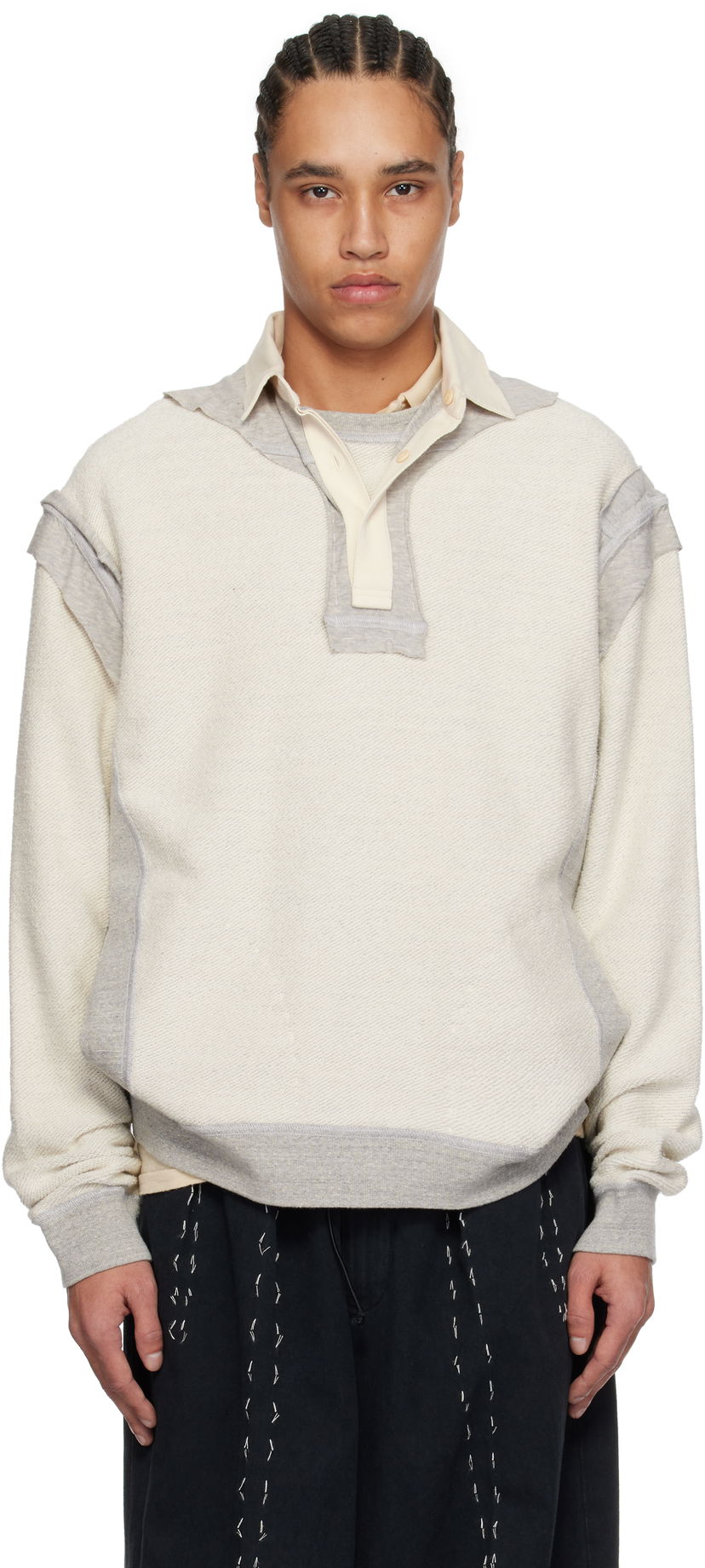 Pleteni pulover Maison Margiela Maison Margiela Décortiqué Polo Sweatshirt Bež | S50GU0227 M25022
