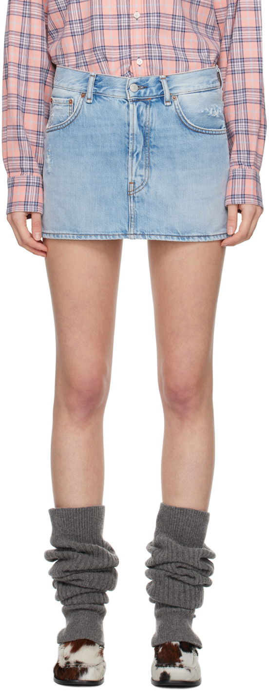 Krila Acne Studios Faded Denim Miniskirt Modra | AF0422-