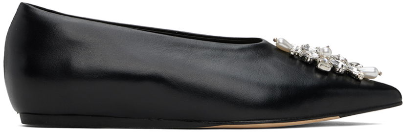 Oblačila Simone Rocha Simone Rocha Embellished Pointed Toe Ballerina Flats Črna | PMP18B 0799
