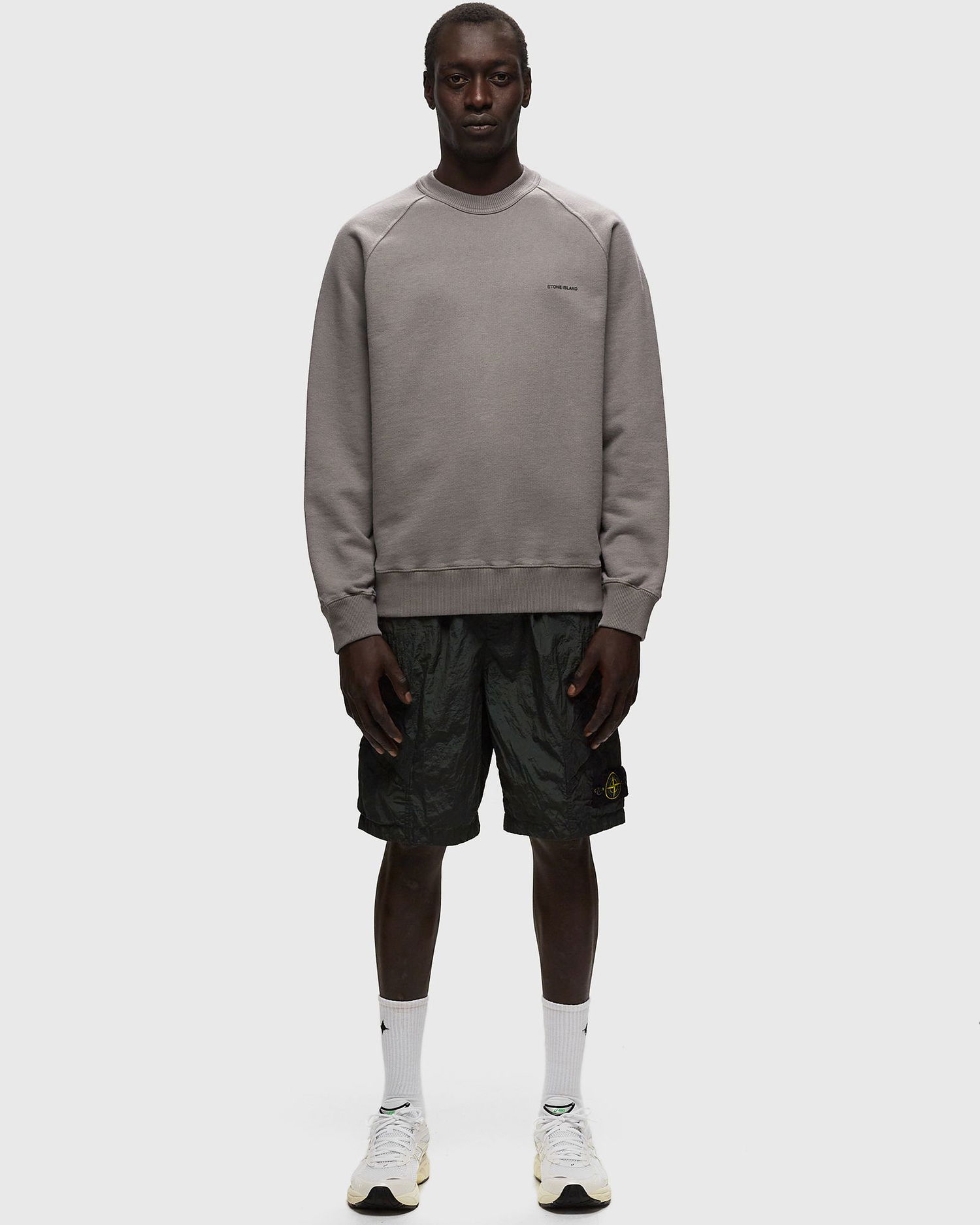 Pleteni pulover Stone Island Logo Flocked Crewneck Siva | 801560755.V0092, 1