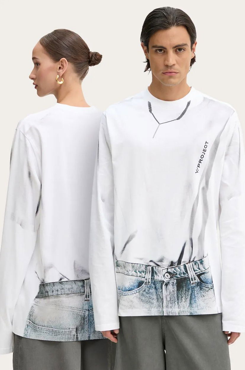Majica Y/PROJECT Trompe L'oeil Long Sleeve Graphic T-Shirt Bela | 204TS021
