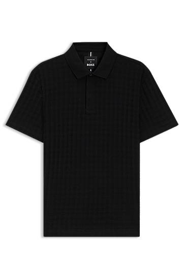 Polo majica BOSS Porsche x BOSS Houndstooth-Jacquard Mercerized Cotton Polo Shirt Črna | 50543666