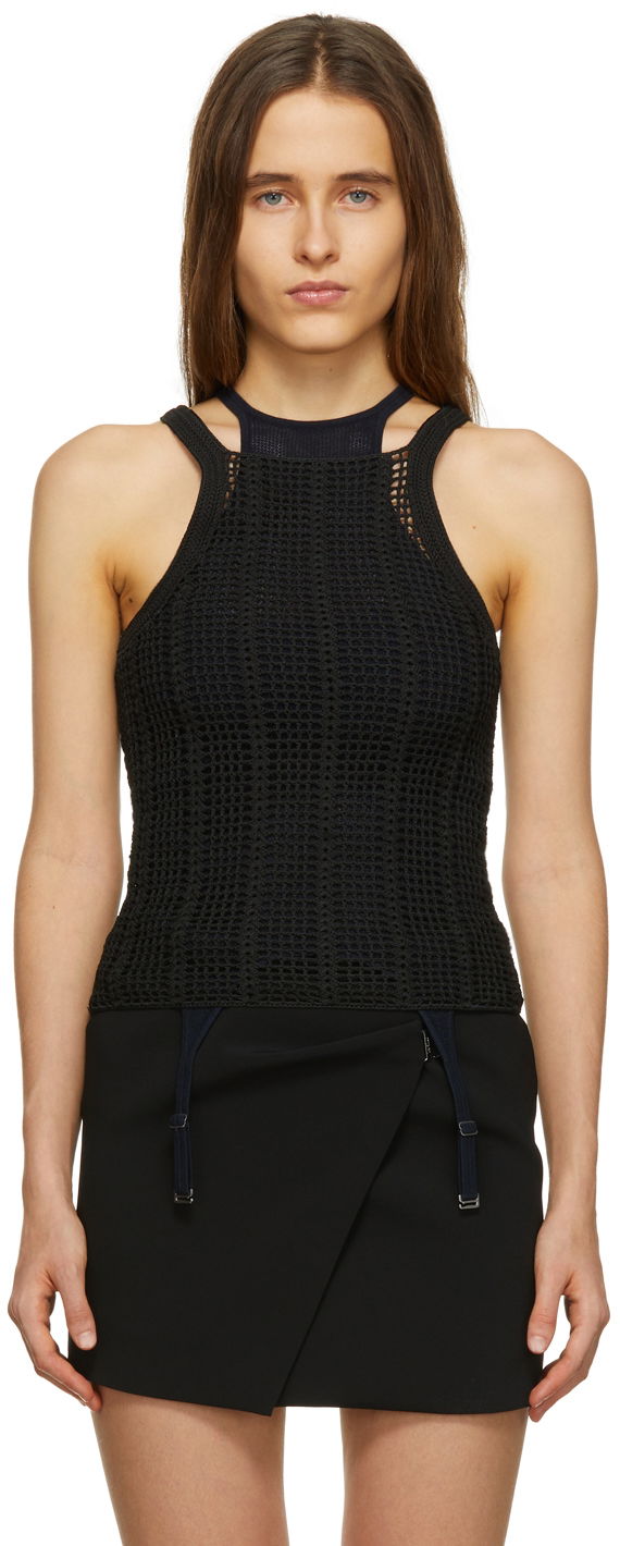 Majica brez rokavov Dion Lee Dion Lee Open Crochet Tank Top Črna | C7042R22