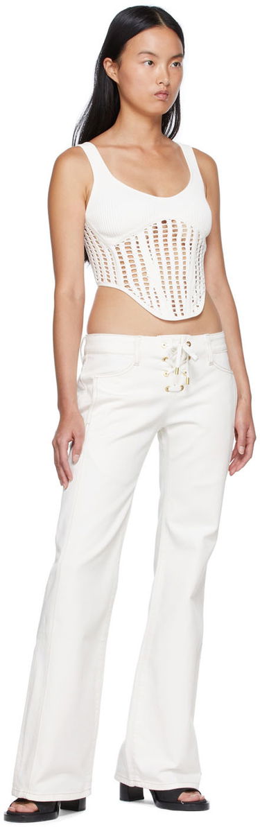 Majica brez rokavov Dion Lee Recycled Viscose Tank Top with Lace Up Bela | A7568S22, 3