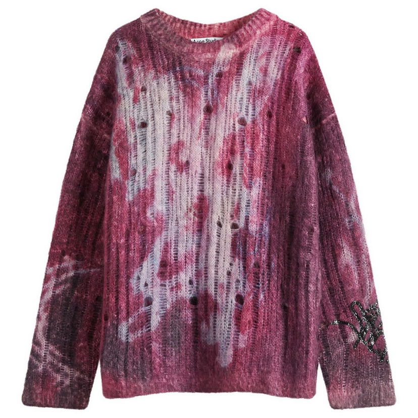 Pleteni pulover Acne Studios Acne Studios Distressed Mohair Crew Neck Knit Lila | B60359-AD8