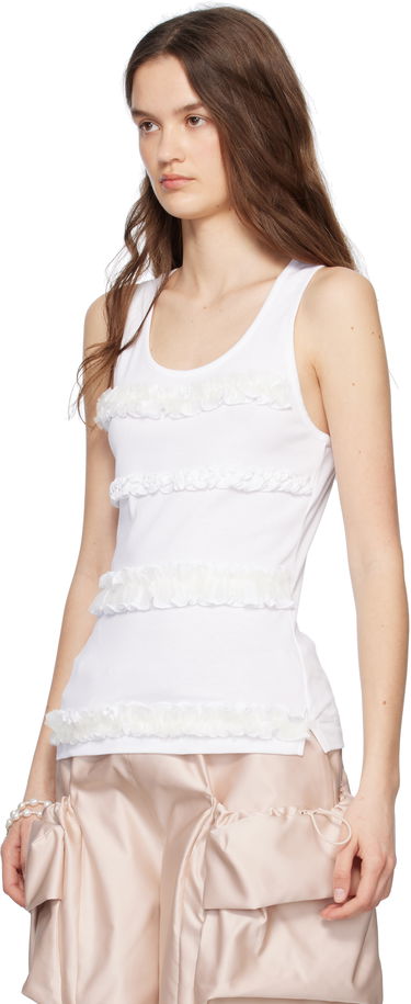 Majica brez rokavov Simone Rocha Simone Rocha Ruffle Frill Tank Top Bela | 5345 0553, 3