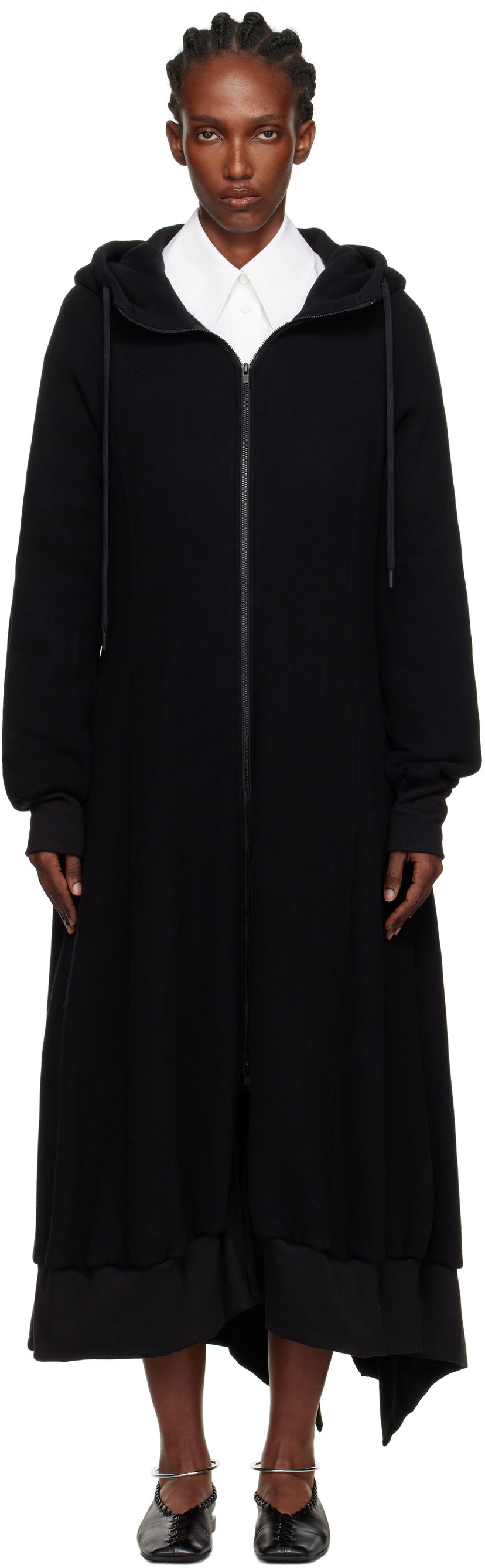Obleke Yohji Yamamoto YOHJI YAMAMOTO Hooded Track Maxi Dress Črna | FM-D51-002