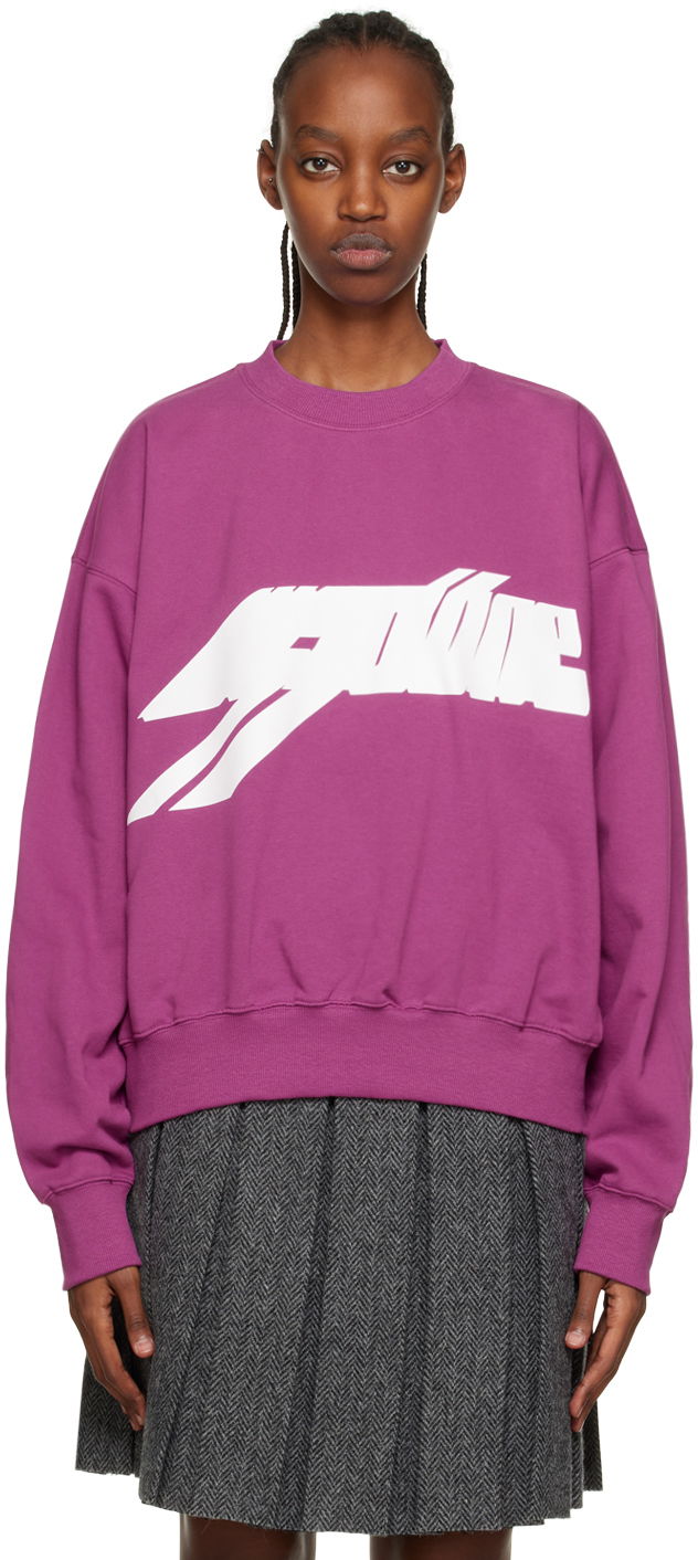 Pulover We11done Graphic Sweatshirt Lila | WD-TS3-22-820-U-PP
