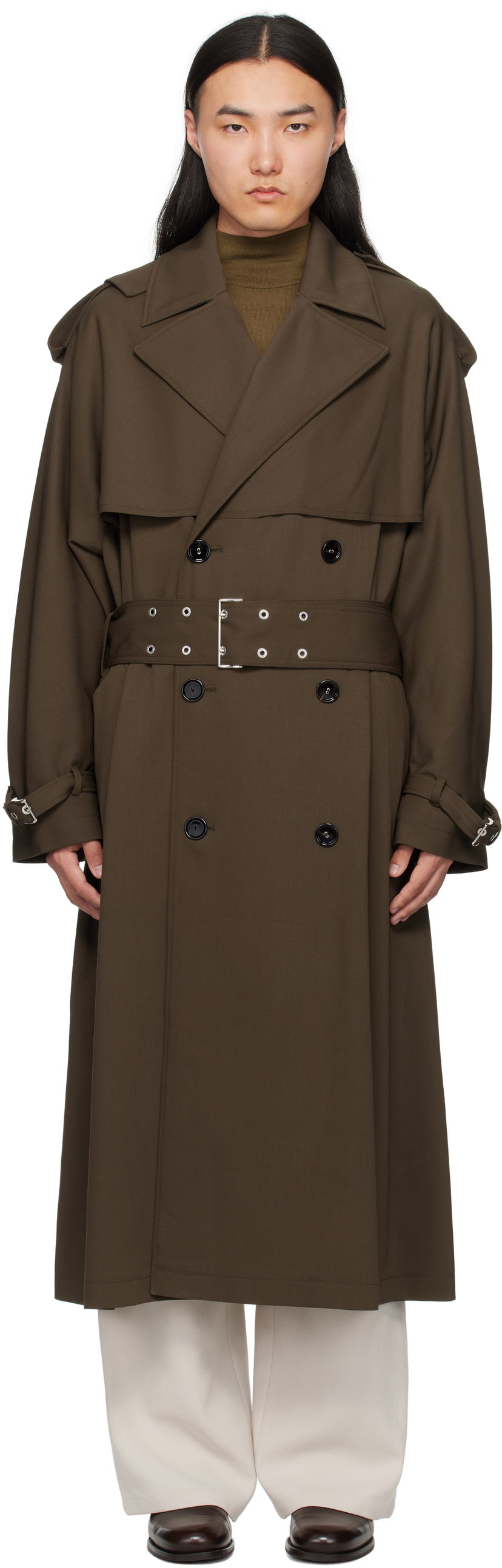 Trenčkot AMI AMI Paris Wool Trench Coat Zelena | HJK604.WV0067
