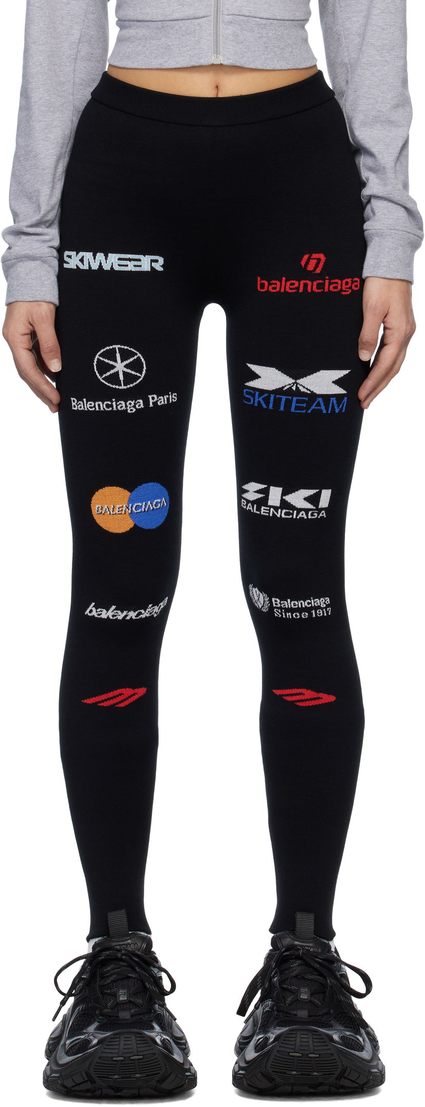 Pajkice Balenciaga Black Ski Logo Leggings Črna | 799927-T1699-2771